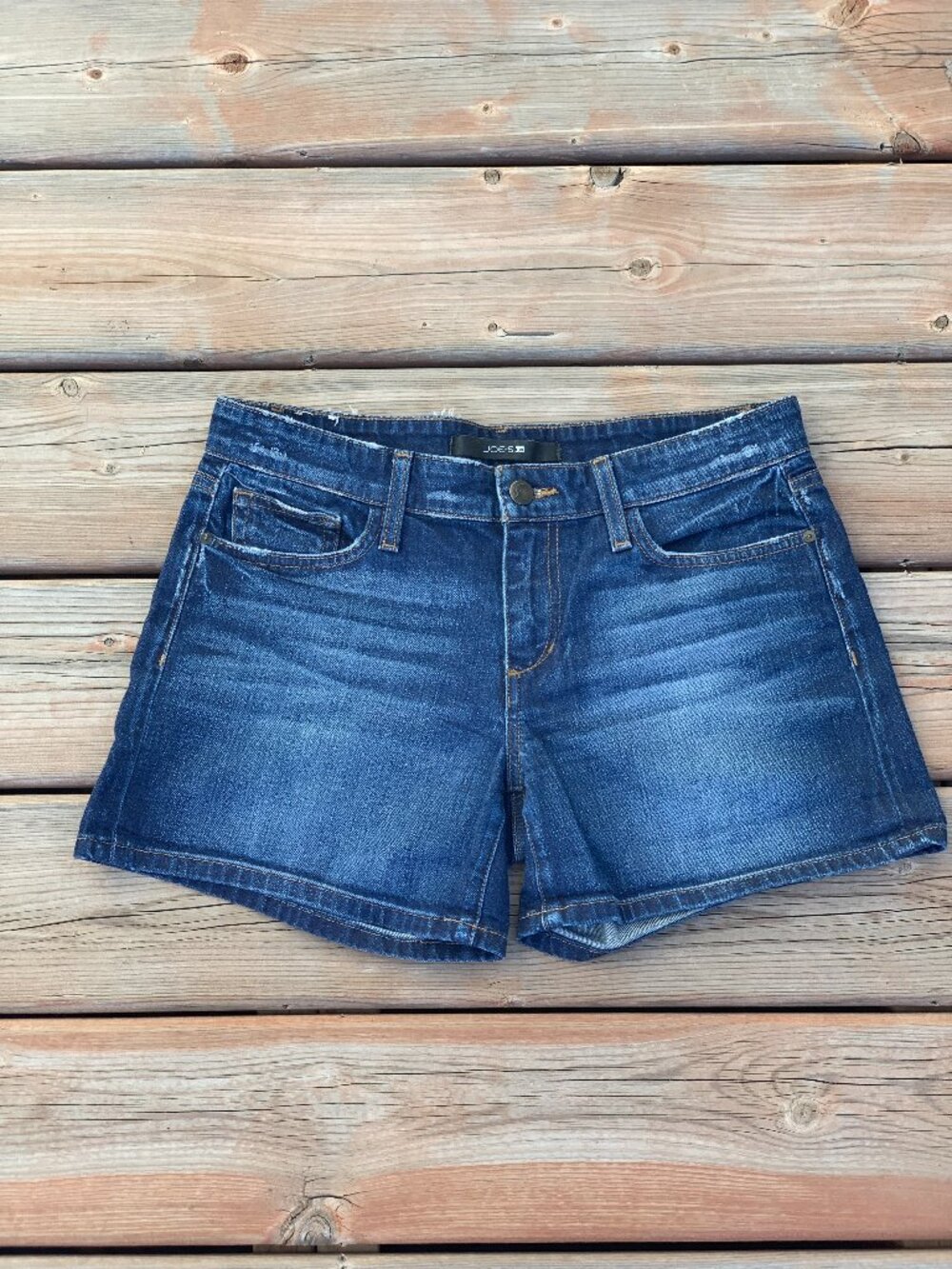 Joe's Jeans Denim Jean Shorts 27 Distressed Dark Wash Stretch Preppy Low Rise